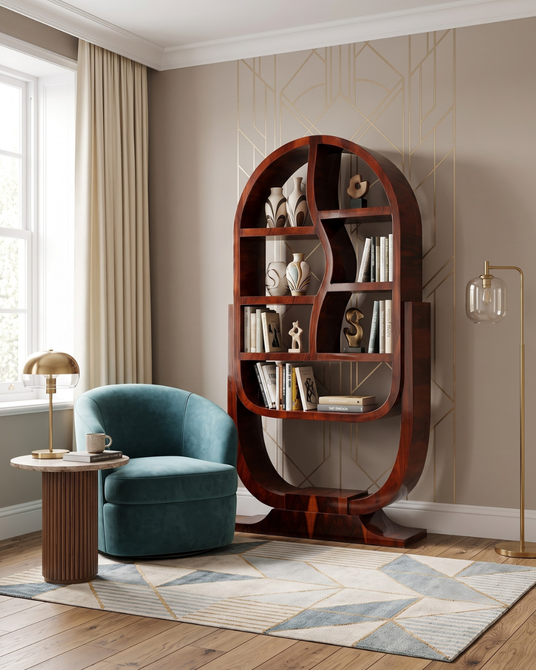 Prachtig Art Deco design boekenkast cult kast boekenplank
