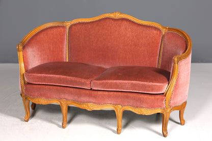 Beautiful Chippendale sofa, Baroque style couch, velvet fabric, 2-seater chaise longue