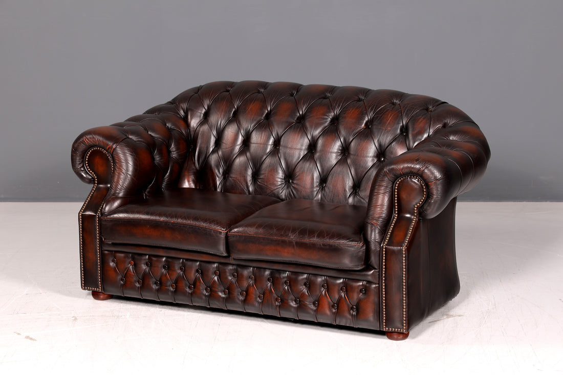 Beautiful Original Chesterfield Centurion 2-Seater Couch Genuine Leather Sofa English UK Antique Vintage