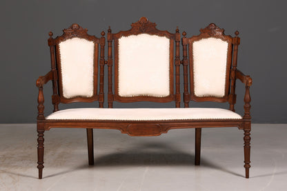 Elegante zitbank in neorenaissancestijl, antieke bank uit de Gründerzeit, sofa, gestoffeerde bank, salonbank, zitbank