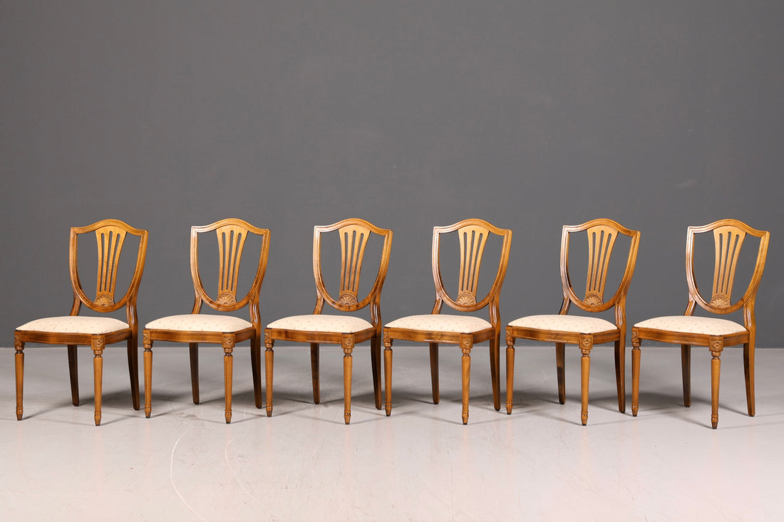 6x prachtige stoelen in Gustavische stijl, Engelse keukenstoelen in antieke stijl, set eetkamerstoelen