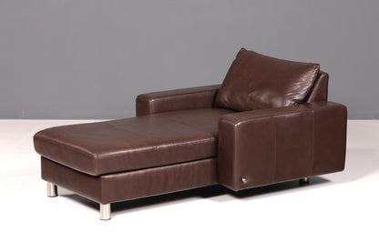 Prachtige Stressless E200 chaise longue van echt leer, bruin, longchair, ottomane, leren bank, relaxfauteuil, vintage
