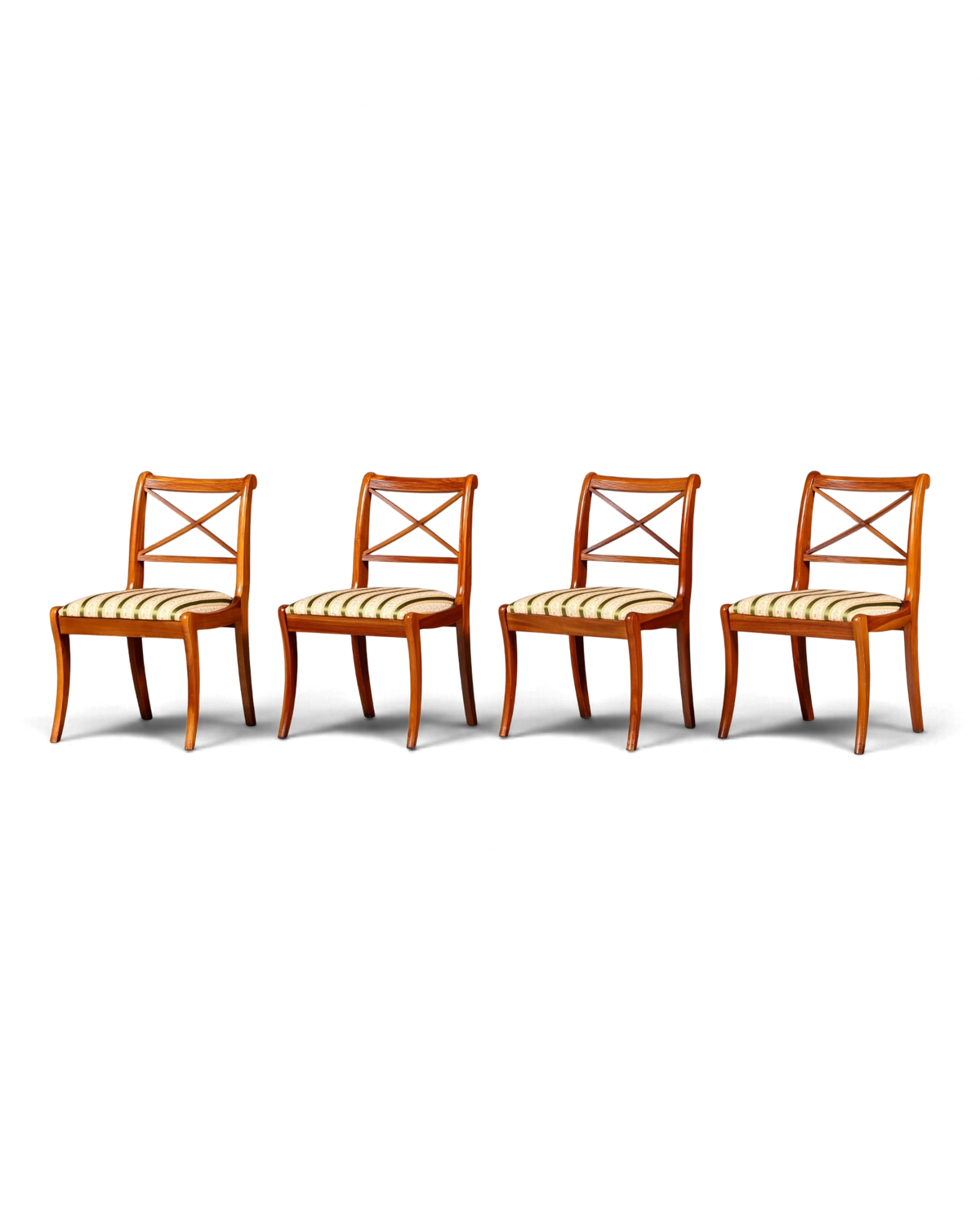 4x elegante Engelse stoelen van taxushout in regencystijl, stoelenset, eetkamerstoelen, keukenstoelen, jaren 60