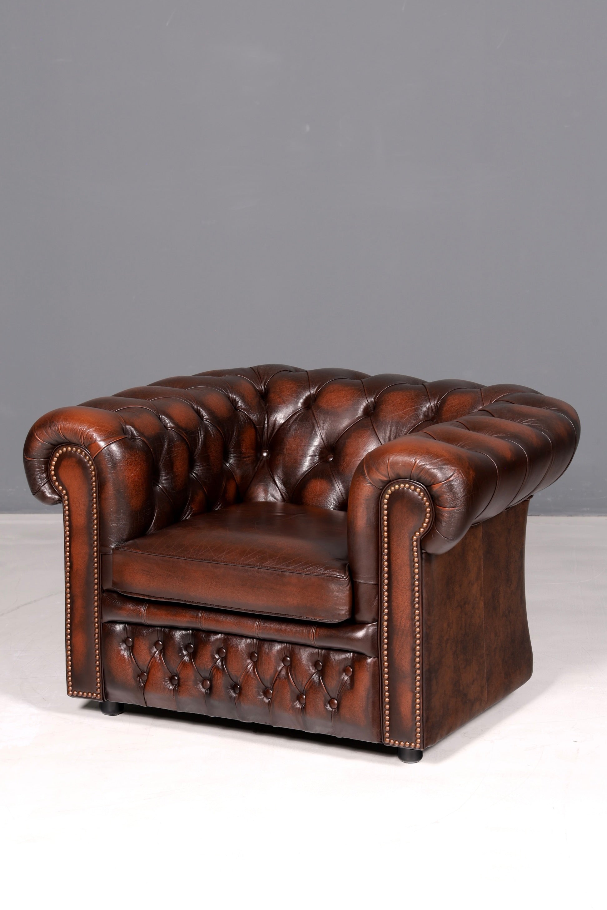 Elegante originele Centurion Chesterfield-fauteuil Engelse armleunfauteuil herenfauteuil leren fauteuil Engeland
