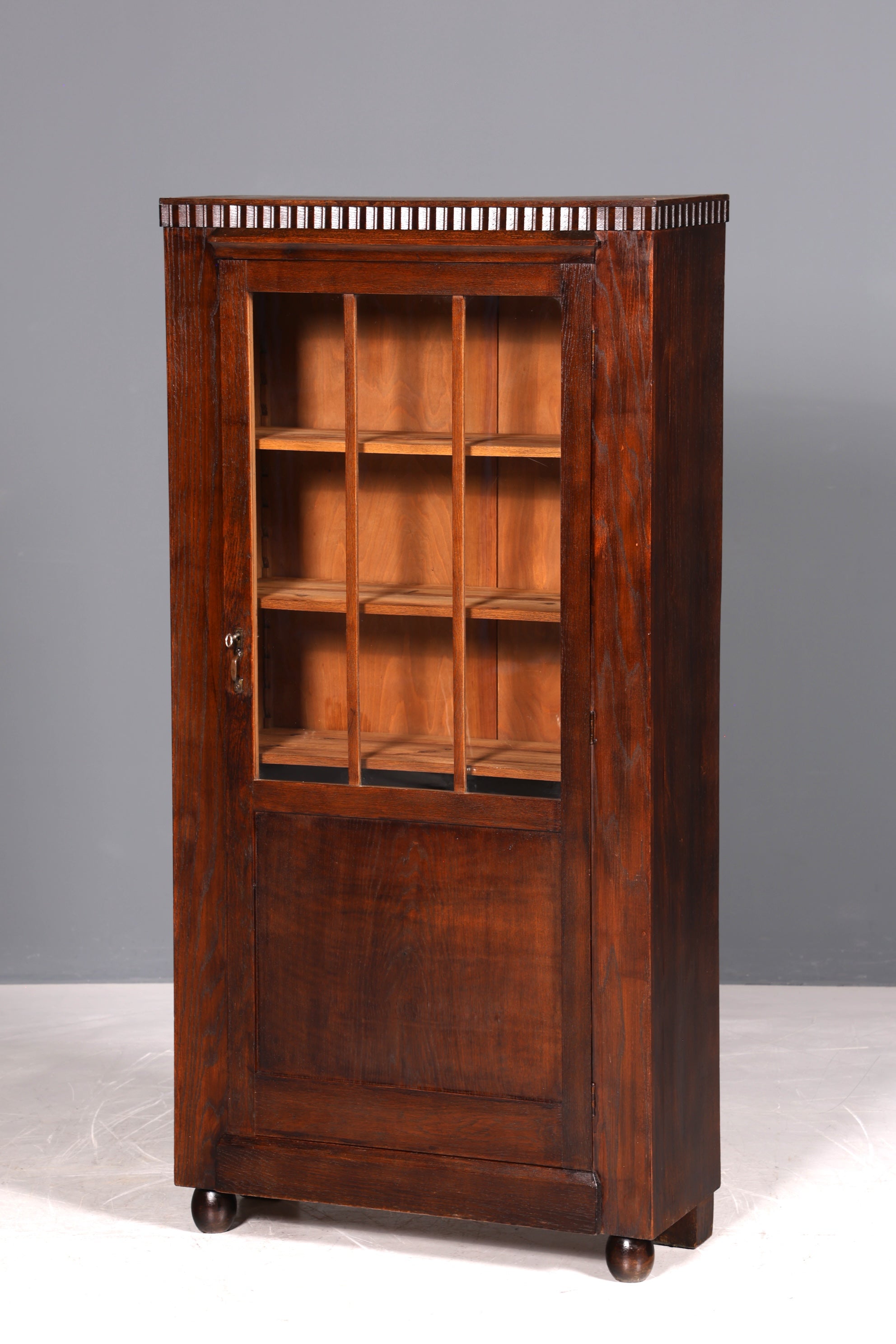 Wunderschöne Jugendstil Vitrine Antike Holz Bücherschrank Eiche Antik Schrank Geschirrschrank