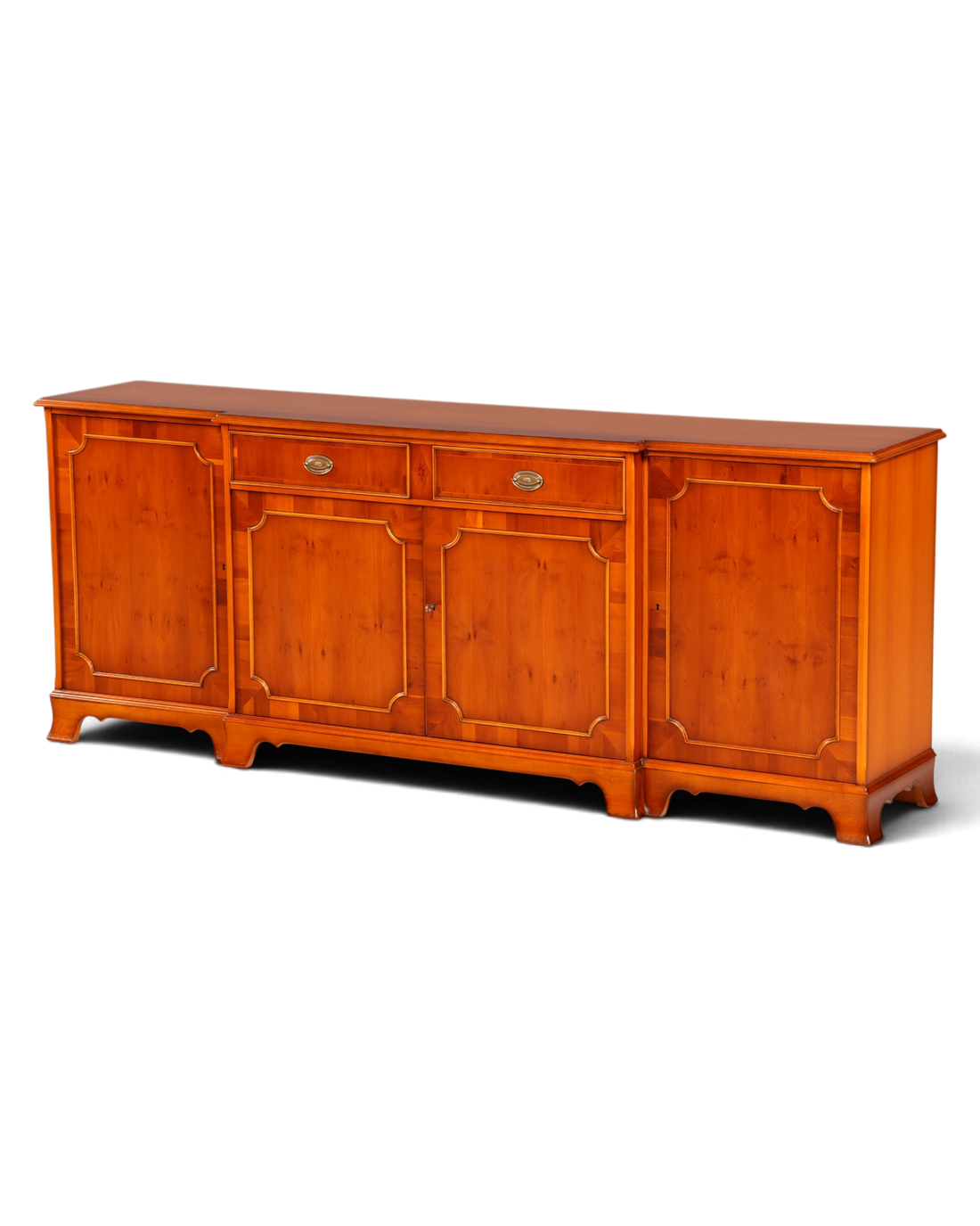 Hauptstadt Möblerei Heldense Sideboard aus englischer Eibe mit Schubladen und Türen im antiken Vintage-Stil