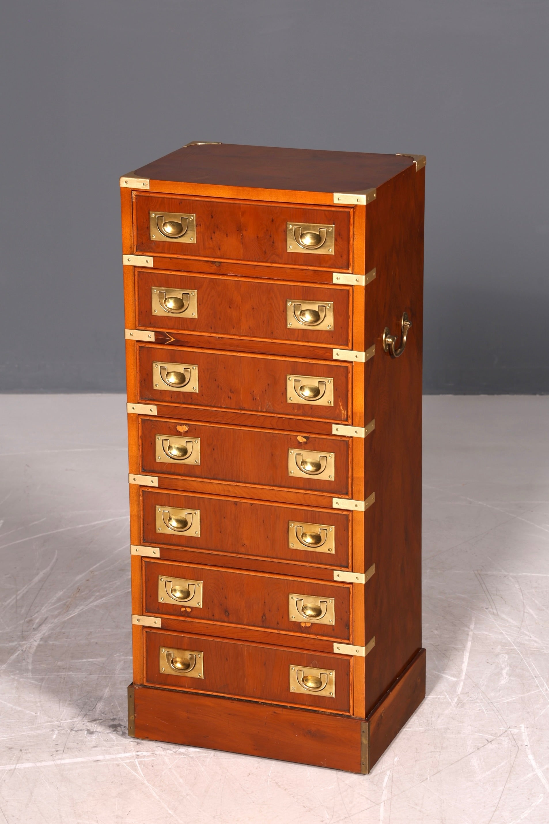 Edle Schmale Maritime Vertiko Englisch Military Chest Kommode Antik Kolonialstil