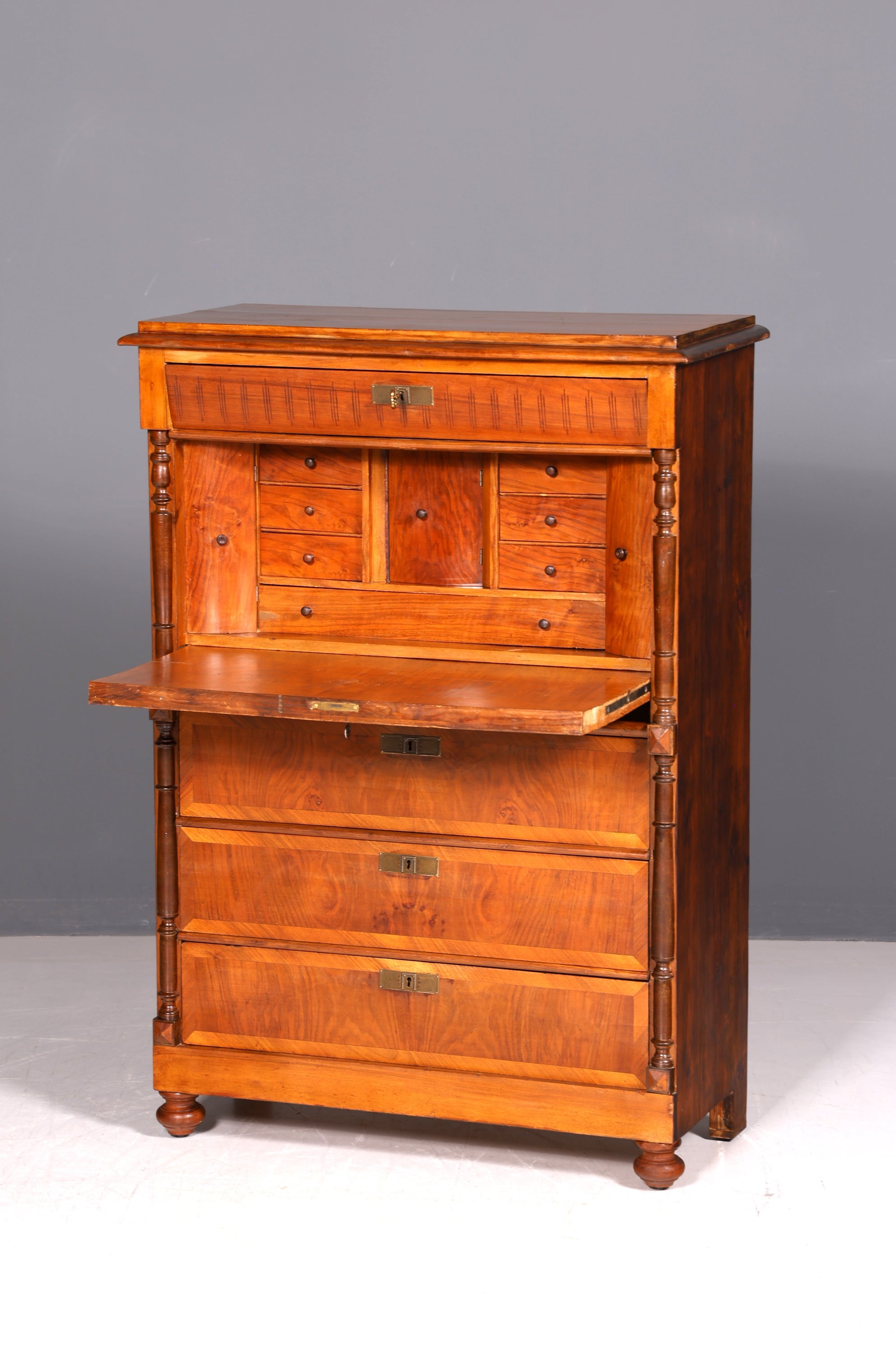 Edler Gründerzeit Sekretär Vertiko Highboard Louis Philippe Kommode Antik um 1880 Schreibsekretär