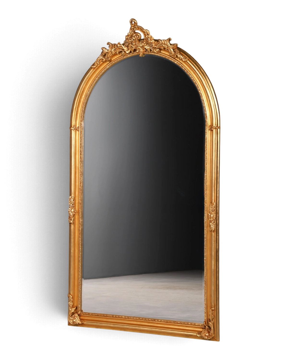 Prachtige XXL-wandspiegel in barokstijl met gouden ornamenten, facetrand en luxueuze uitstraling, halspiegel