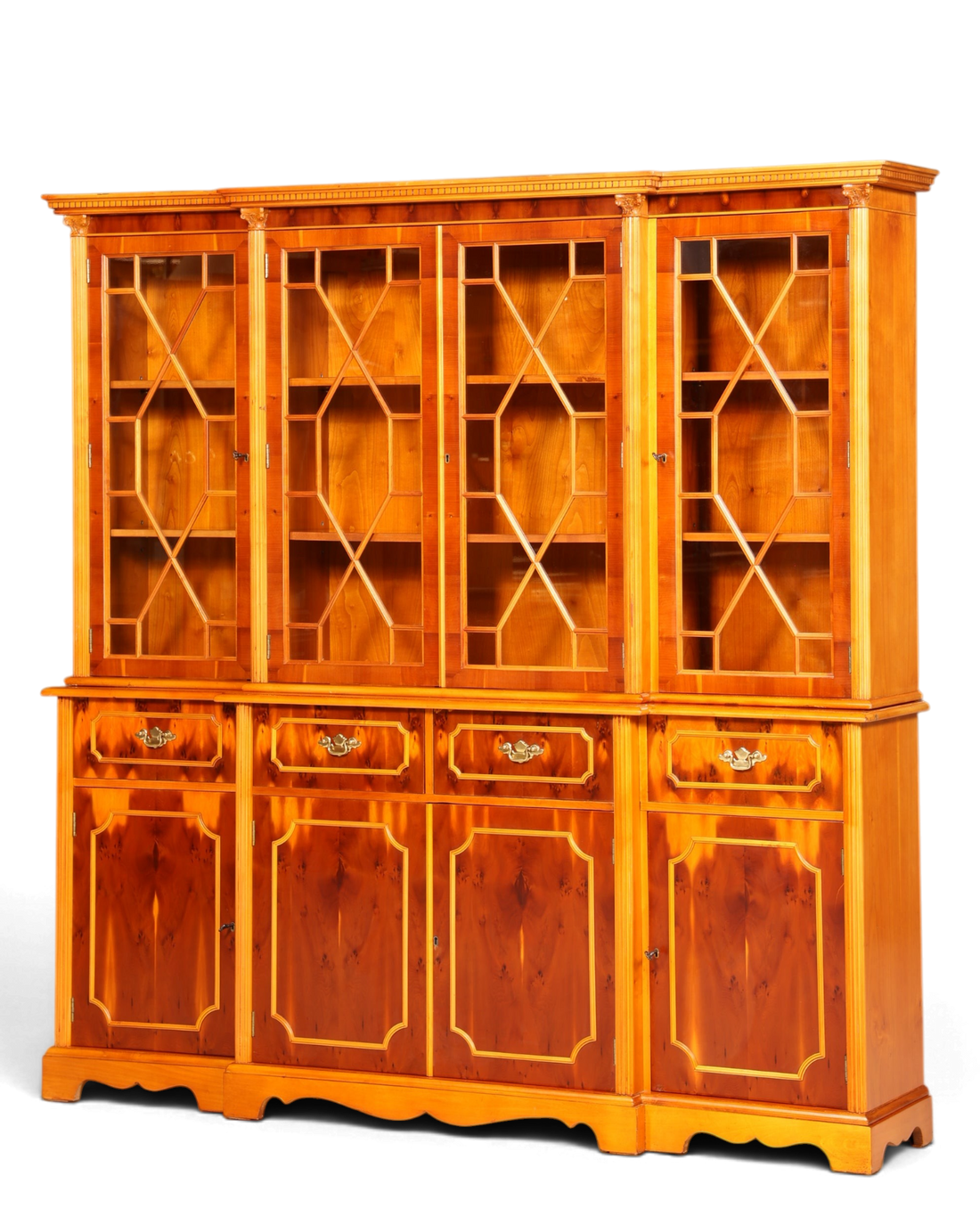 Traumhafte Englische Vitrine Bücherschrank Buffet Antik Stil Englisch Eibe Glasvitrine Bibliothek