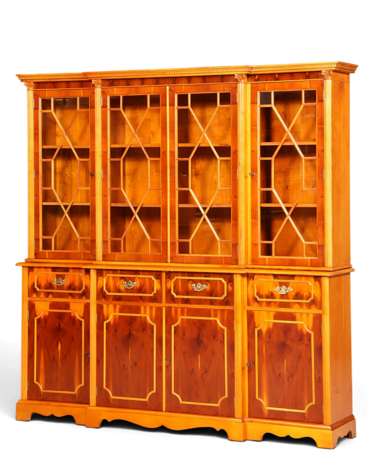Traumhafte Englische Vitrine Bücherschrank Buffet Antik Stil Englisch Eibe Glasvitrine Bibliothek