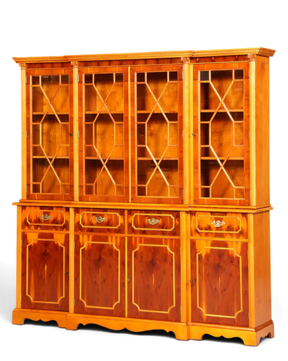 Traumhafte Englische Vitrine Bücherschrank Buffet Antik Stil Englisch Eibe Glasvitrine Bibliothek