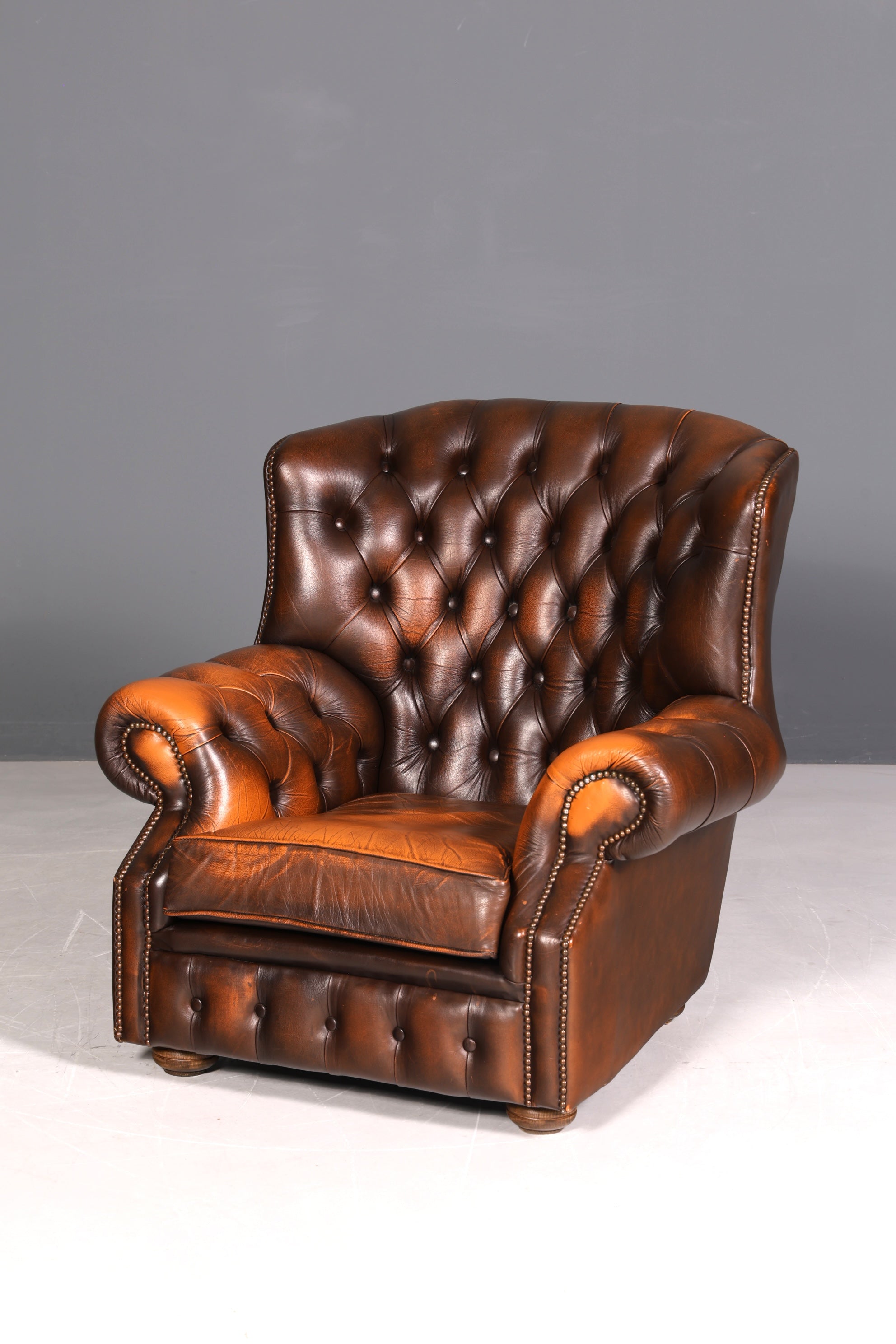 Original Chesterfield Ohrenbacken Sessel Englisch Leder Herrensessel UK Armlehnsessel 1 von 2
