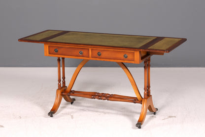 Wunderschöner Englischer Schreibtisch Regency Klappschreibtisch Echt Lederauflage Eibe Bürotisch Sofatisch Antik