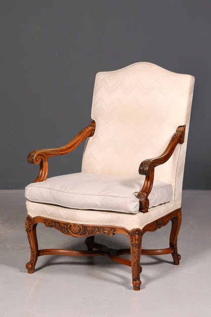 Edere Louis-Philippe-armleunstoel uit de Gründerzeit, antieke stoel, secretairestoel, gestoffeerde fauteuil, 2 van 2