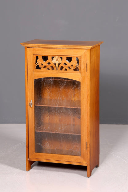 Prachtvolle Jugendstil Vitrine Antiker Bücherschrank Schrank Glasvitrine Geschirrschrank Antik Echtholz