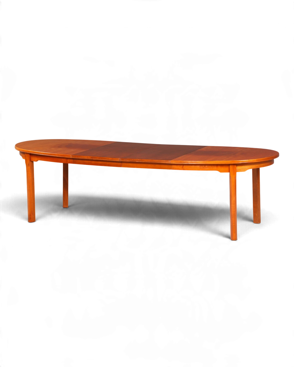 Ovale uitschuifbare eettafel uit het midden van de vorige eeuw, vintage retro-keukentafel van massief hout