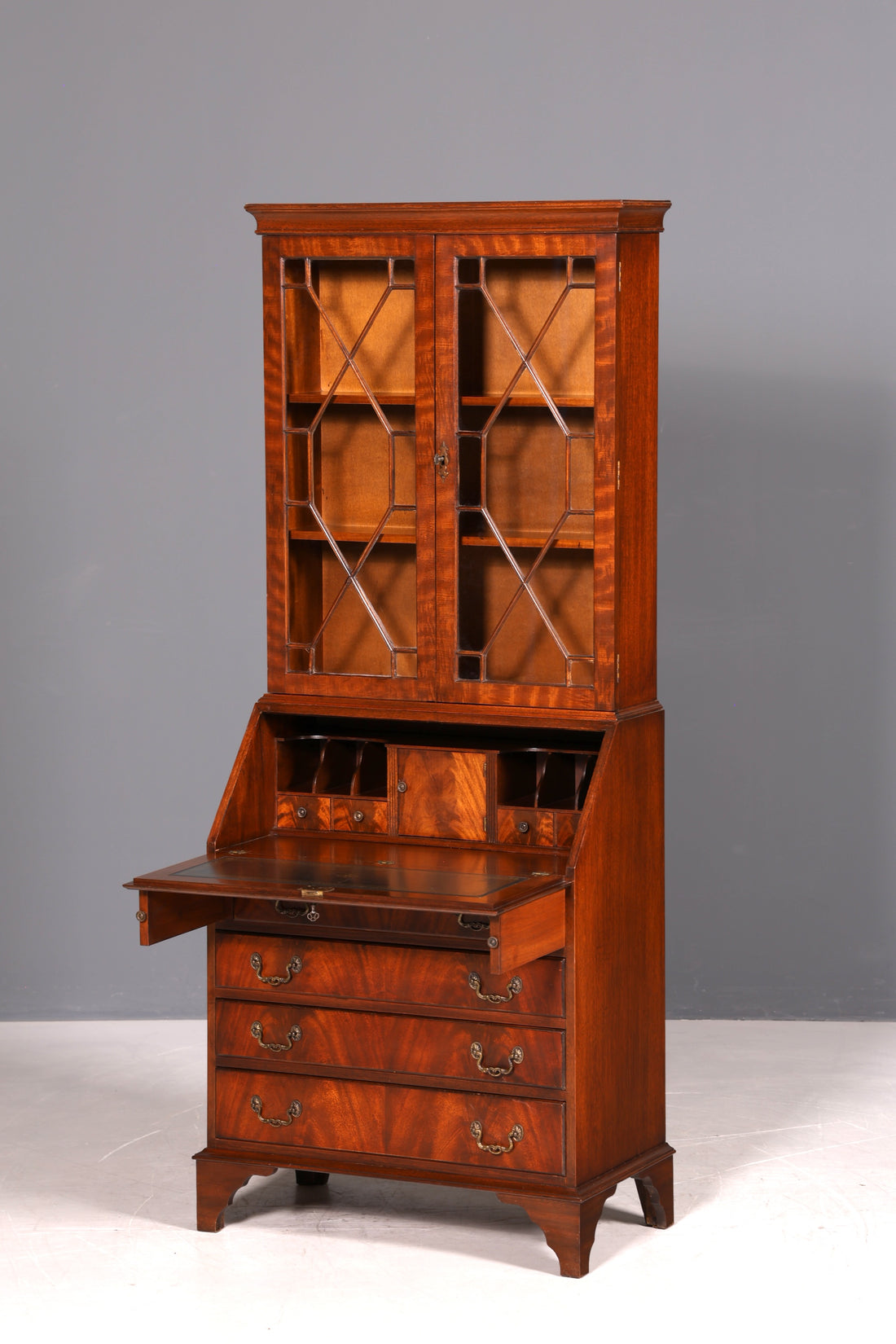 G394 Finish cm Wunderschöner Englischer Sekretär Büro Aufsatzsekretär Antik 60S Vitrinen Schrank UK (Kopie)