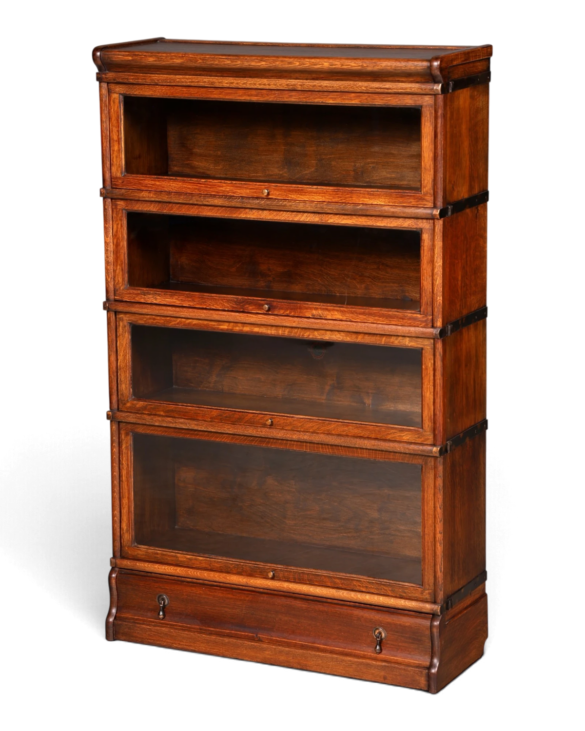 Elegante originele Globe Wernicke-boekenkast met 5 modules, vitrinemodules, modulaire boekenkast in Engelse bibliotheekstijl, massief hout