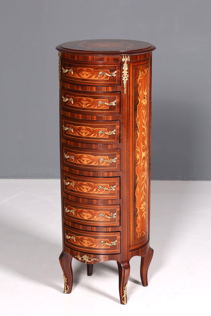 Traumhafte Barock Stil Kommode Vertiko Intarsien Schubladenkommode 7-Schübige Kommode