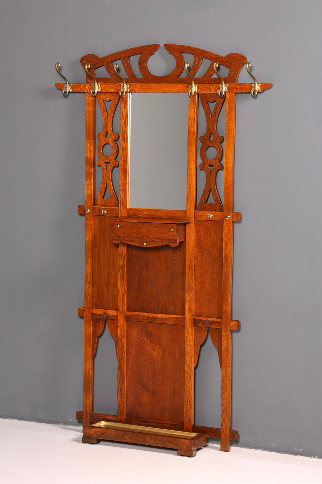 Sfeervolle art-nouveau halgarderobe, antiek uit de Gründerzeit, kledingkast, wandgarderobe, vintage