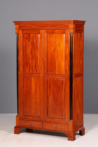 Wunderschöner Biedermeier Kleiderschrank Mahagoni Antik Säulenschrank Dielenschrank Wäscheschrank Massivholz