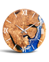 Wunderschöne Handgefertigte Epoxidharz Wanduhr Olivenbaum Uhr Waves Epoxy Analog Uhr