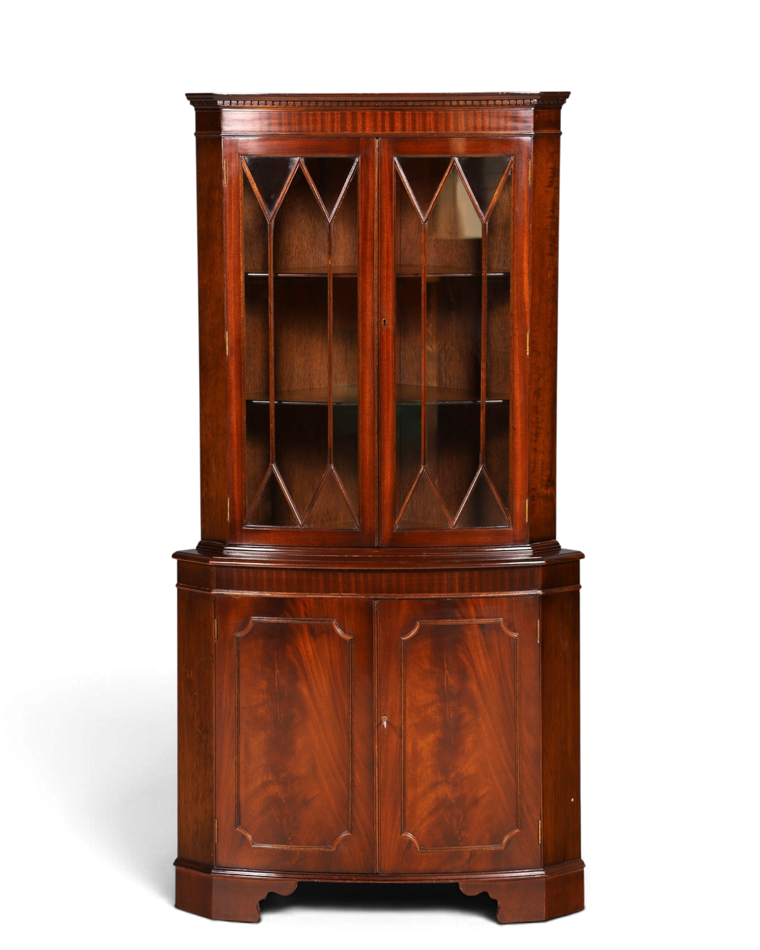 Wunderschöne Englische Eckvitrine Mahagoni Antik 60s echt Holz Schrank Eckschrank Glasvitrine
