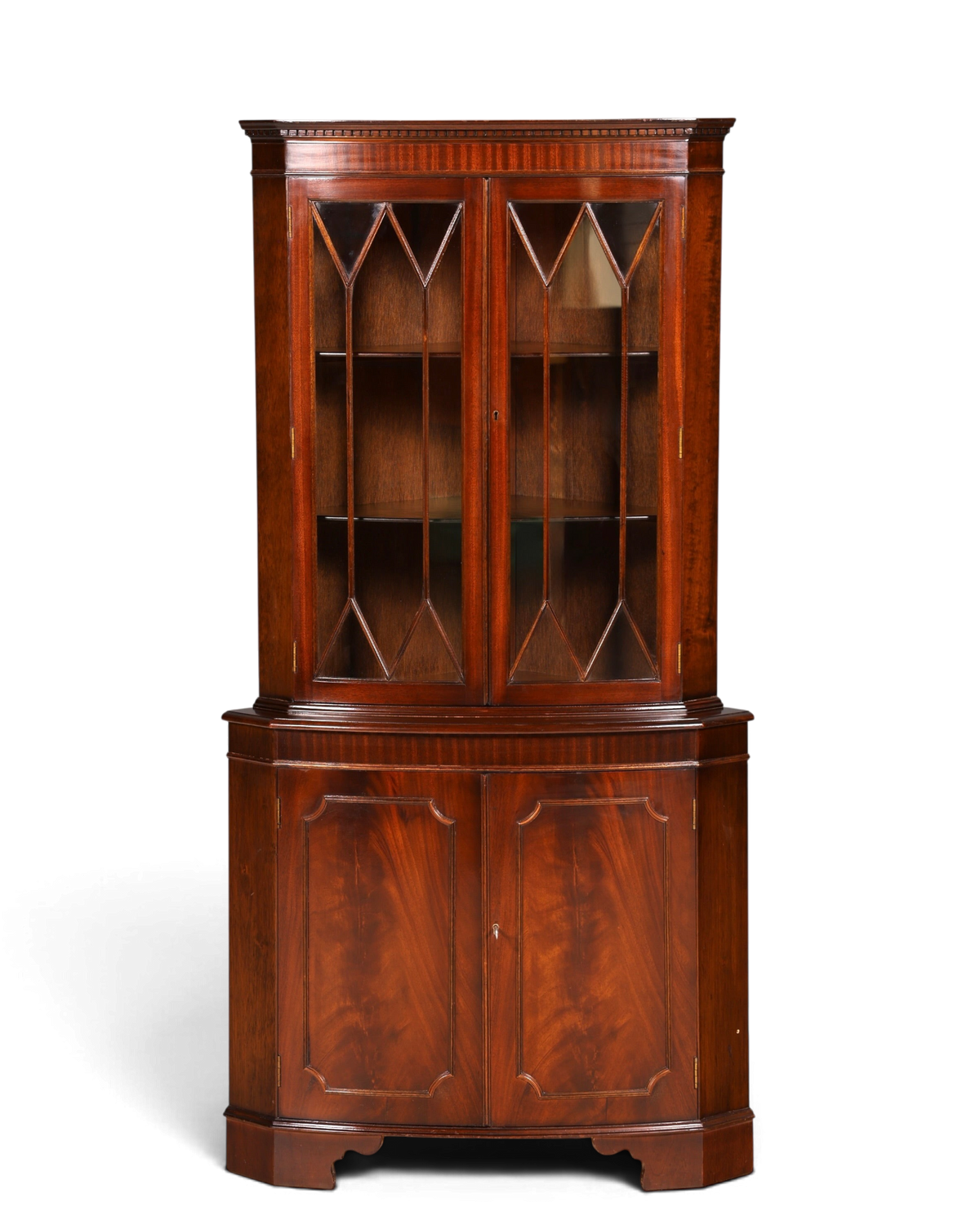 Wunderschöne Englische Eckvitrine Mahagoni Antik 60s echt Holz Schrank Eckschrank Glasvitrine