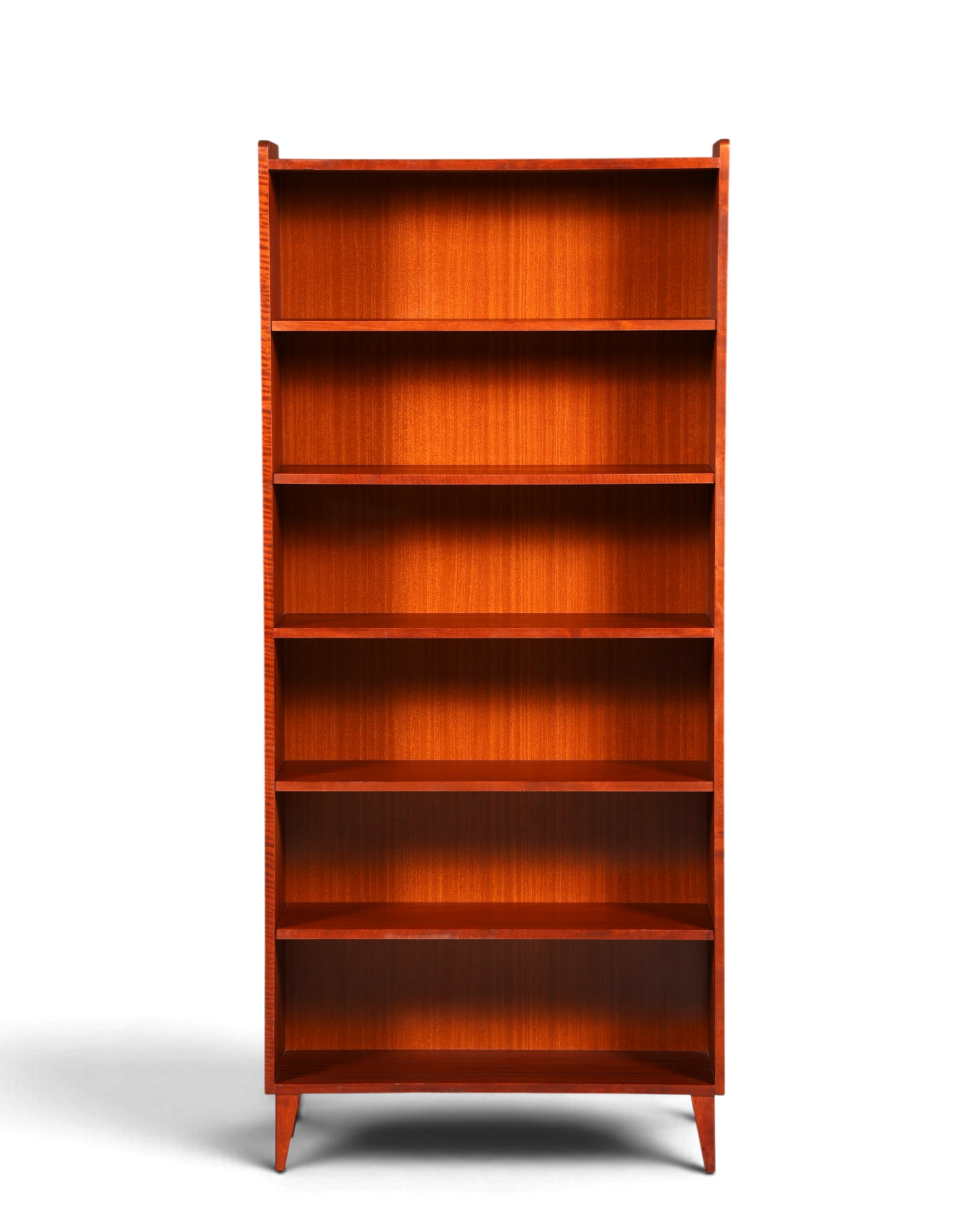 Hauptstadt Möblerei Mid Century Bücherregal aus massivem Holz mit höhenverstellbaren Böden und warmer Maserung