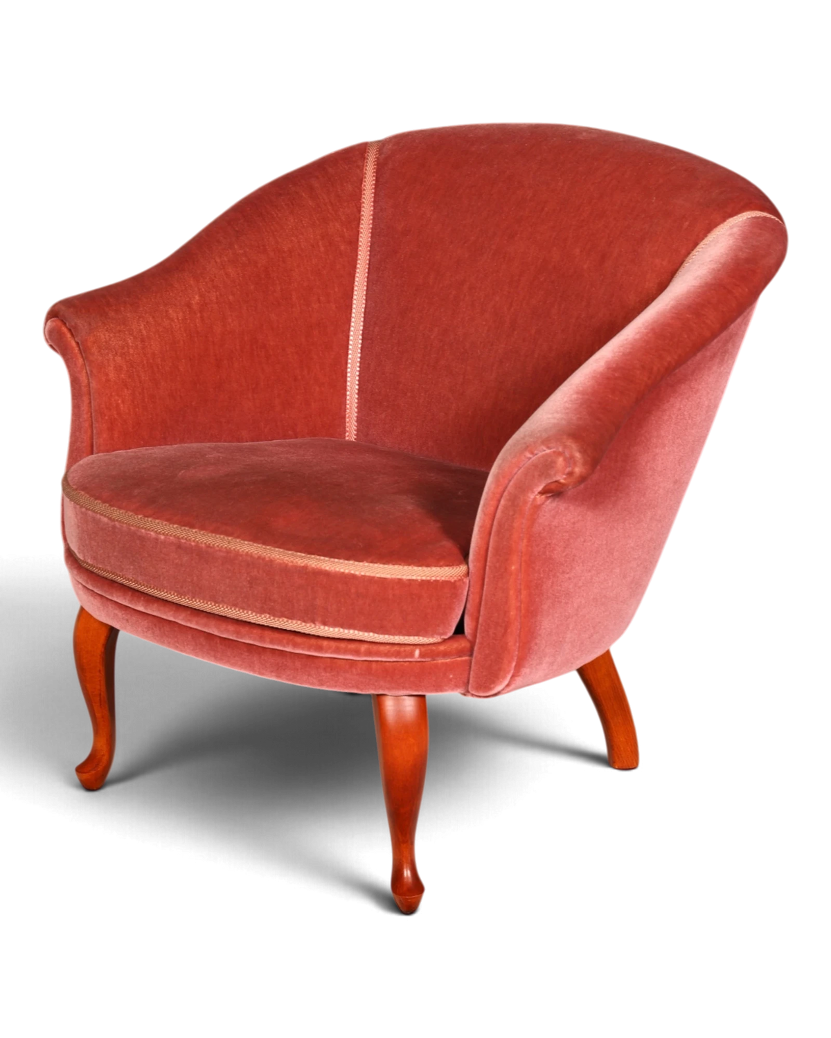 Stunning Chippendale Armchair 1950s Upholstered Chair Dusty Rose Fabric Vintage Club Chair 2 of 2