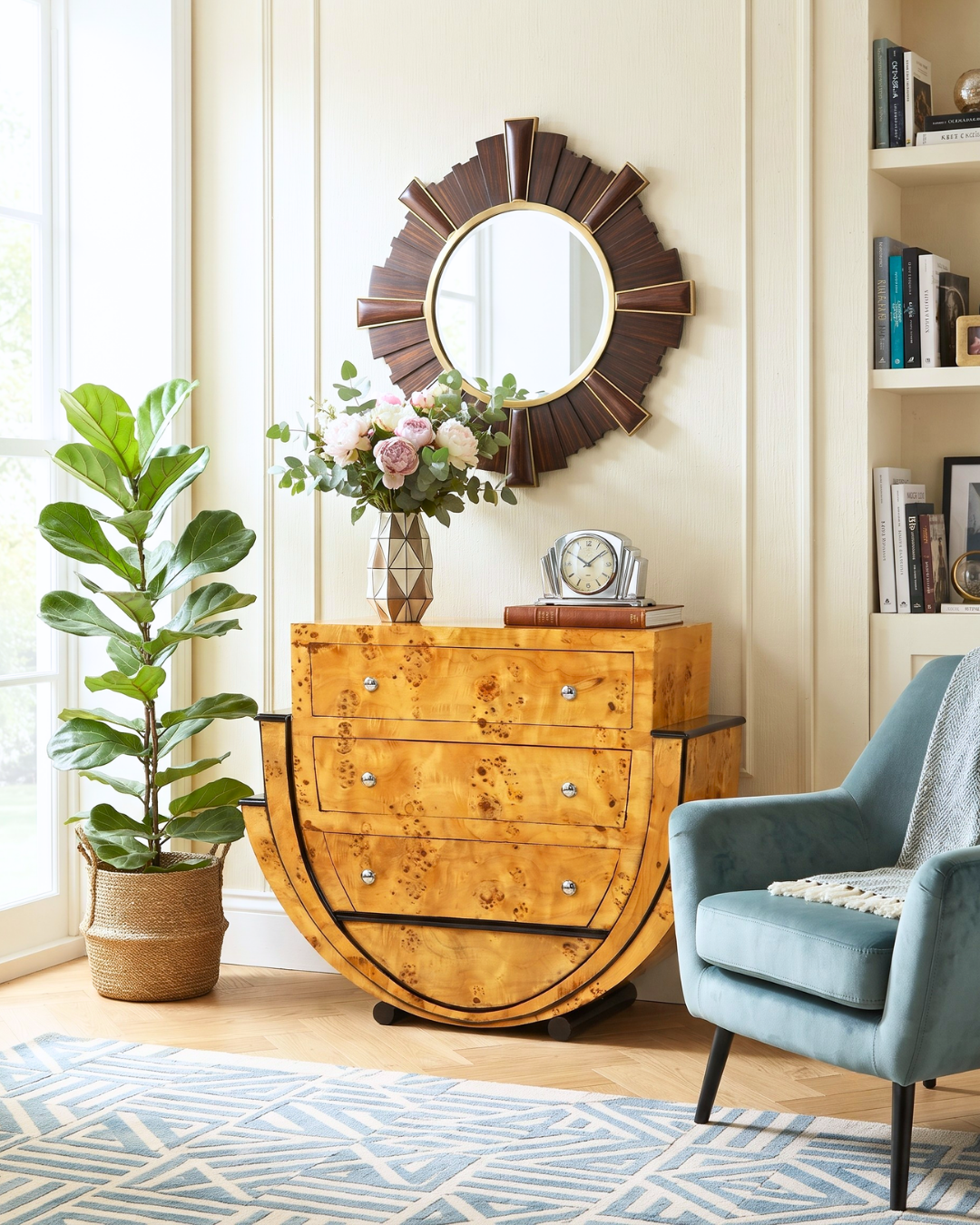 Edles Art Deco Stil Sideboard Wandkonsole Biedermeier Antik Stil Kommode Echt Holz Handarbeit