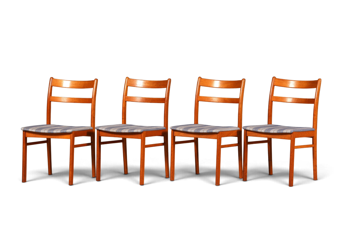4x Mid Century Teak Holz Stühle Made in Denmark Retro Stuhlset Danish – Hauptstadt Möblerei Berlin