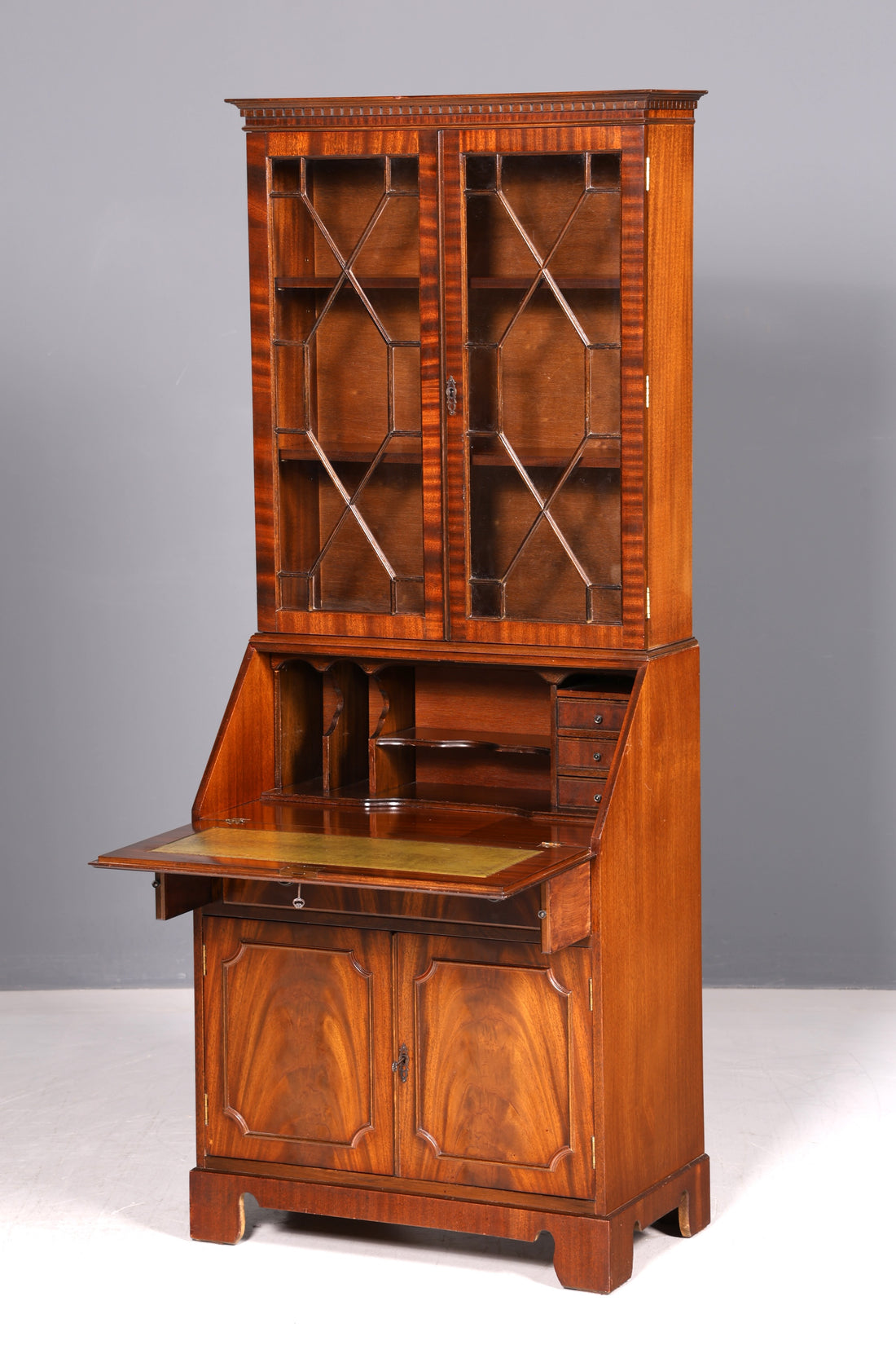Beautiful English Secretary Desk Display Cabinet Cupboard Antique Office UK 60s  