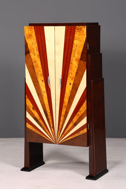 Traumhafter Art Deco Design Schrank Highboard Kommode Vertiko Sun Wäscheschrank Dielenschrank