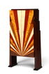 Hauptstadt Möblerei Art Deco Highboard Sun aus massivem Echtholz mit auffälligem, strahlenförmigem Furniermuster