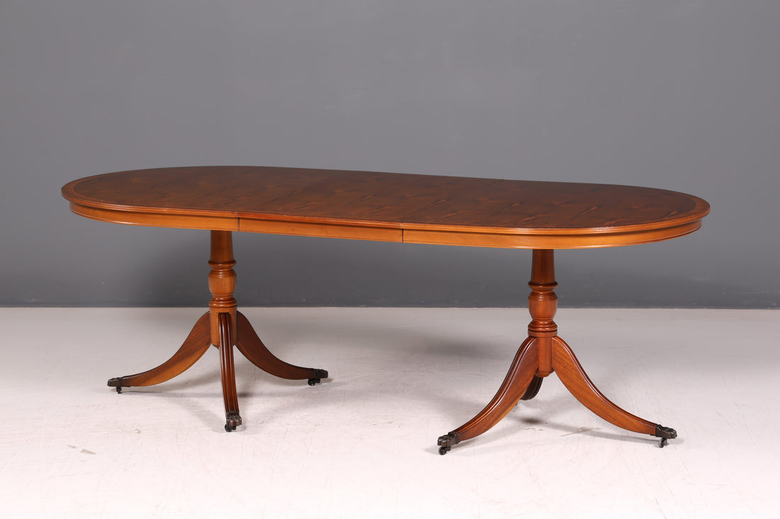 Prachtige Engelse tafel uitschuifbare eettafel jaren 60 taxus keukentafel ovaal eetkamertafel massief hout