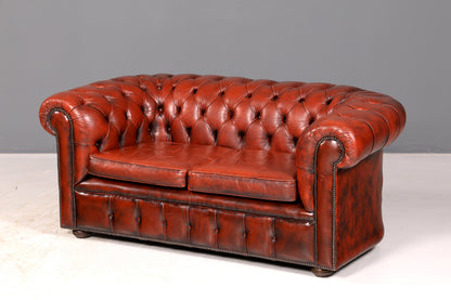 Wunderschönes Original Chesterfield Sofa 2-Sitzer Couch England Echtleder Polstersofa Ledersofa