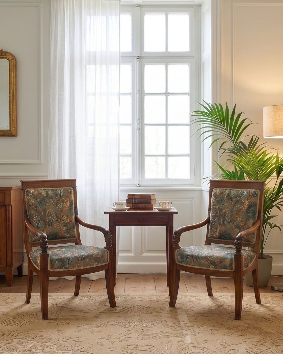 Unieke Charles X armstoel Biedermeier secretairstoel rond 1810 fauteuil uit Frankrijk 2 van 2