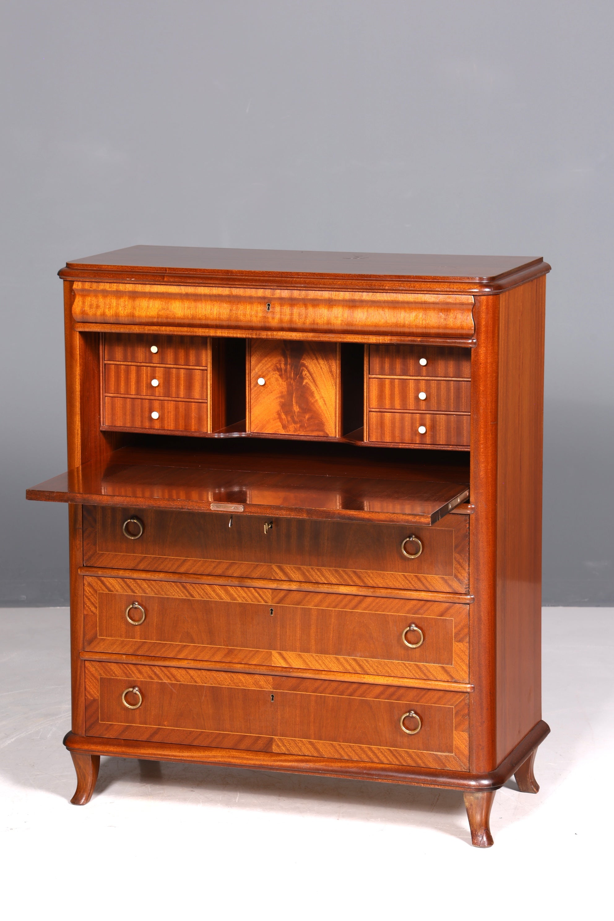Beautiful antique-style secretary desk, office chest of drawers, Art Deco style, 1950s vertiko writing desk, chest of drawers