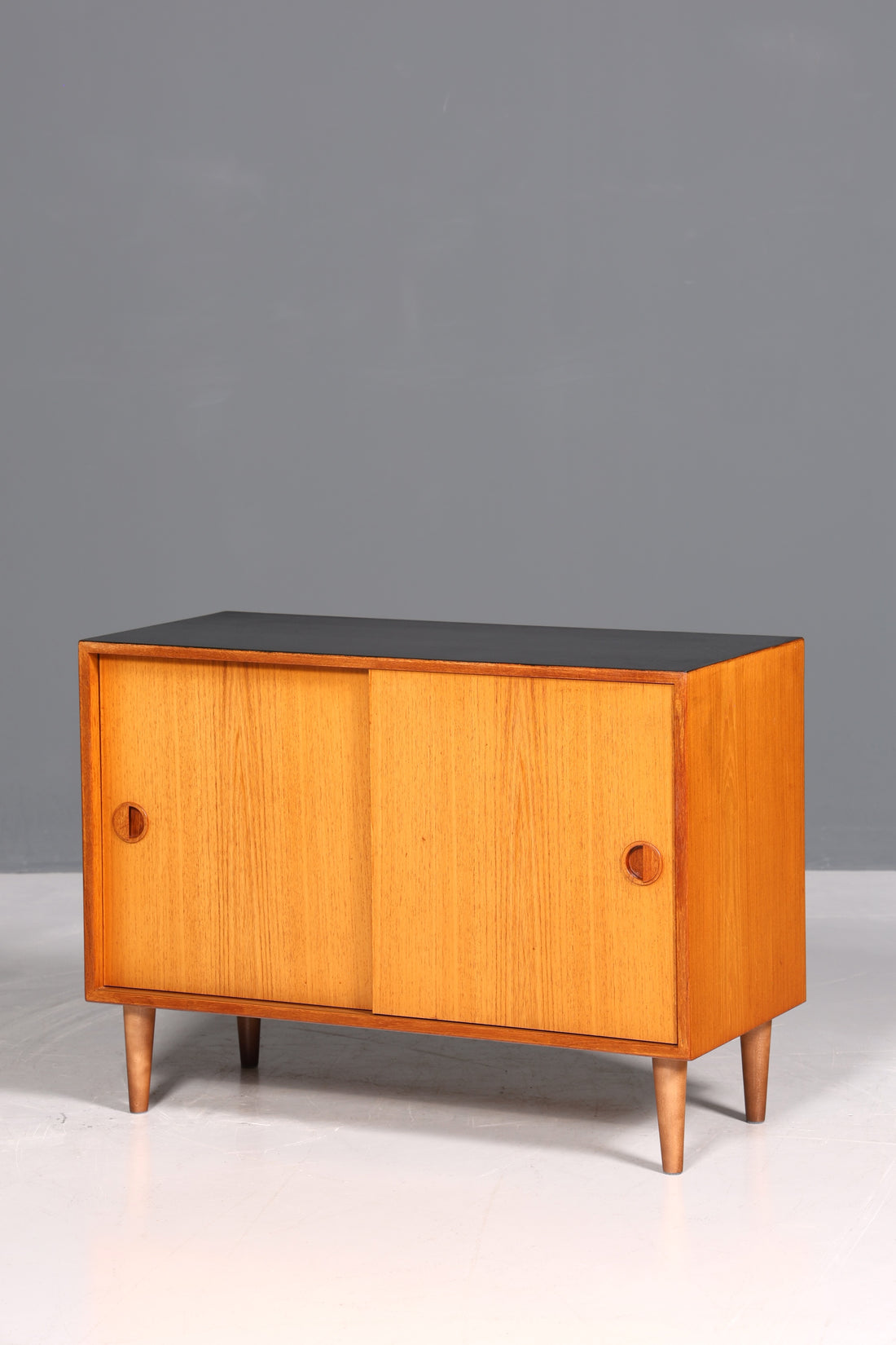 Dreamy mid-century teak wood cabinet with sliding doors, chest of drawers, sideboard, hallway cabinet