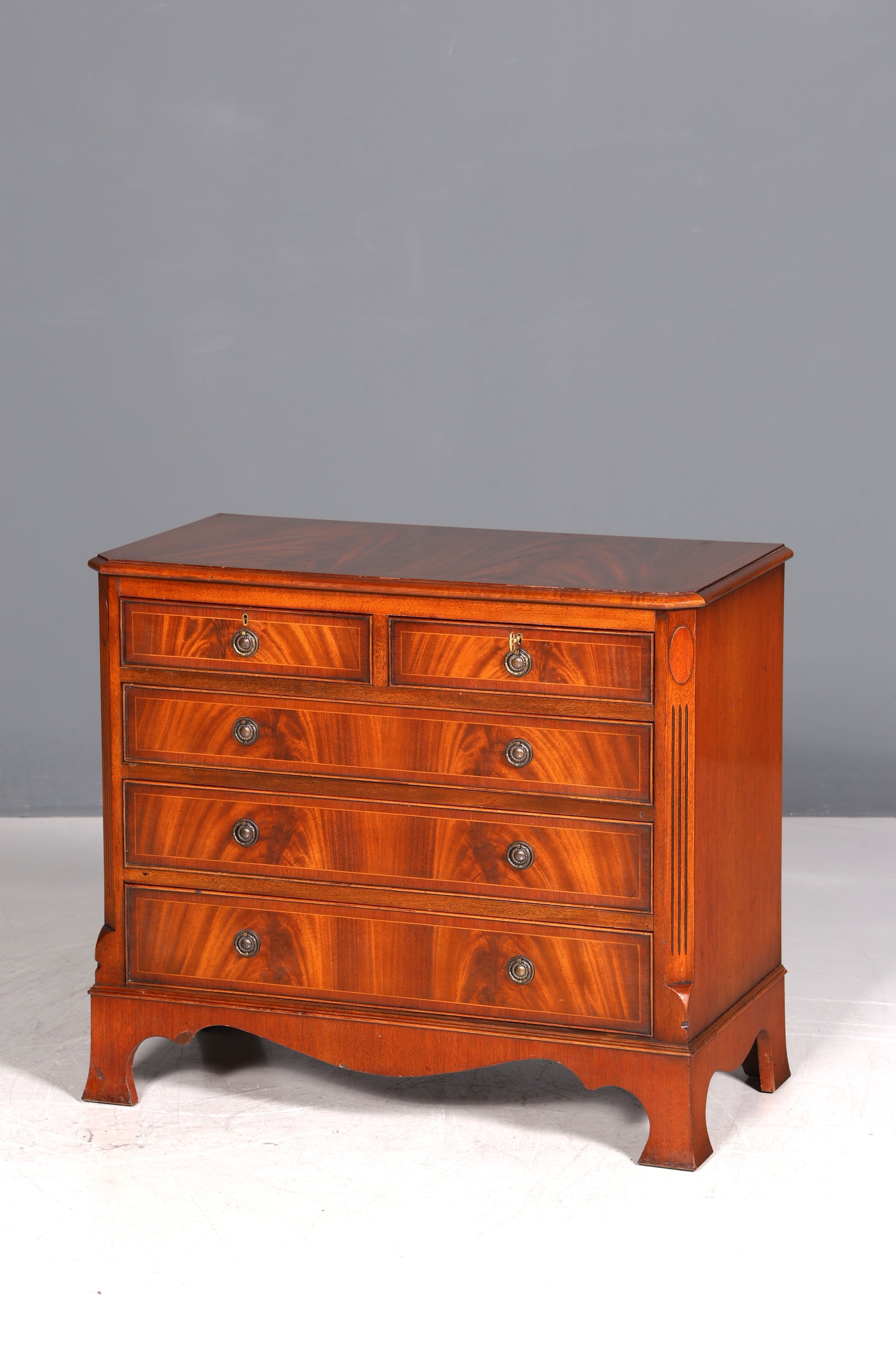 Wunderschöne Englische Kommode Mahagoni Holz TV Schrank Antik Schubladenkommode