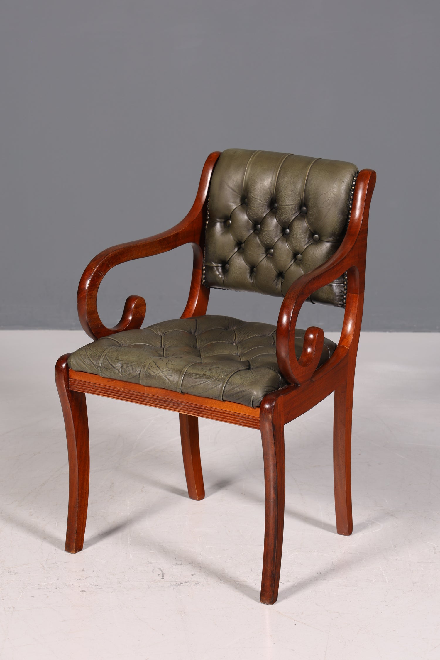 Original Chesterfield armchair Canterbury English kitchen chair secretary chair genuine leather chair