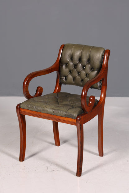 Original Chesterfield armchair Canterbury English kitchen chair secretary chair genuine leather chair