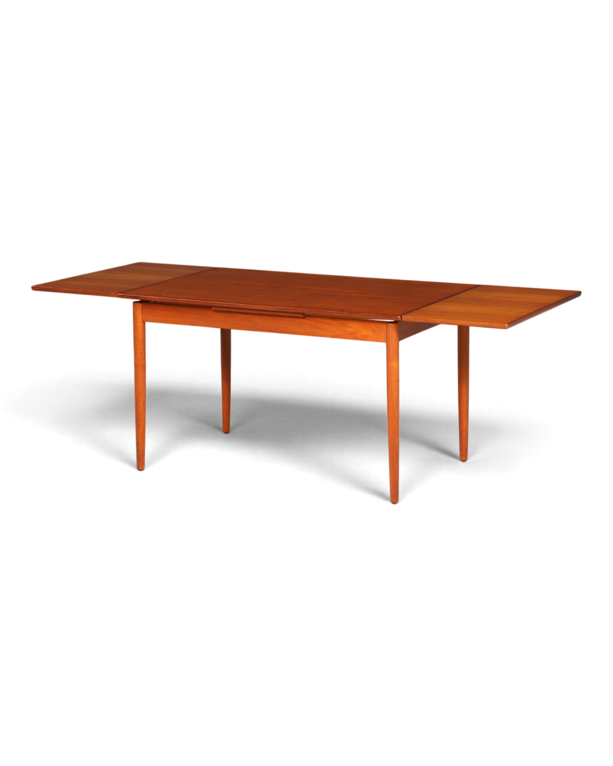 Stijlvolle uitschuifbare eettafel uit het midden van de eeuw, Deens design, teak, keukentafel, eetkamertafel, gemaakt in Denemarken