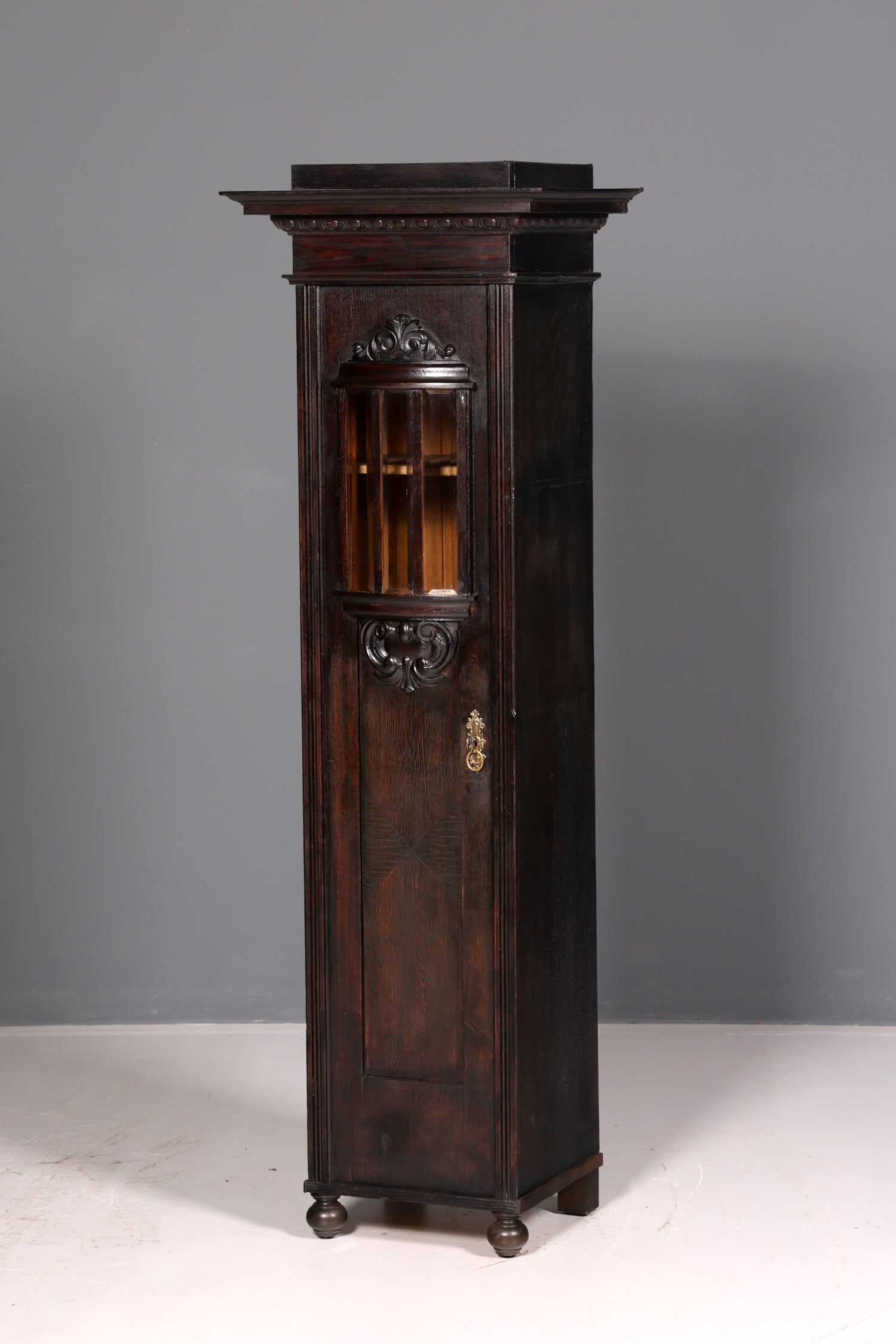 Prachtige art-nouveau-vitrine, antieke boekenkast, servieskast, glazen kast, antiek, 1 van 2