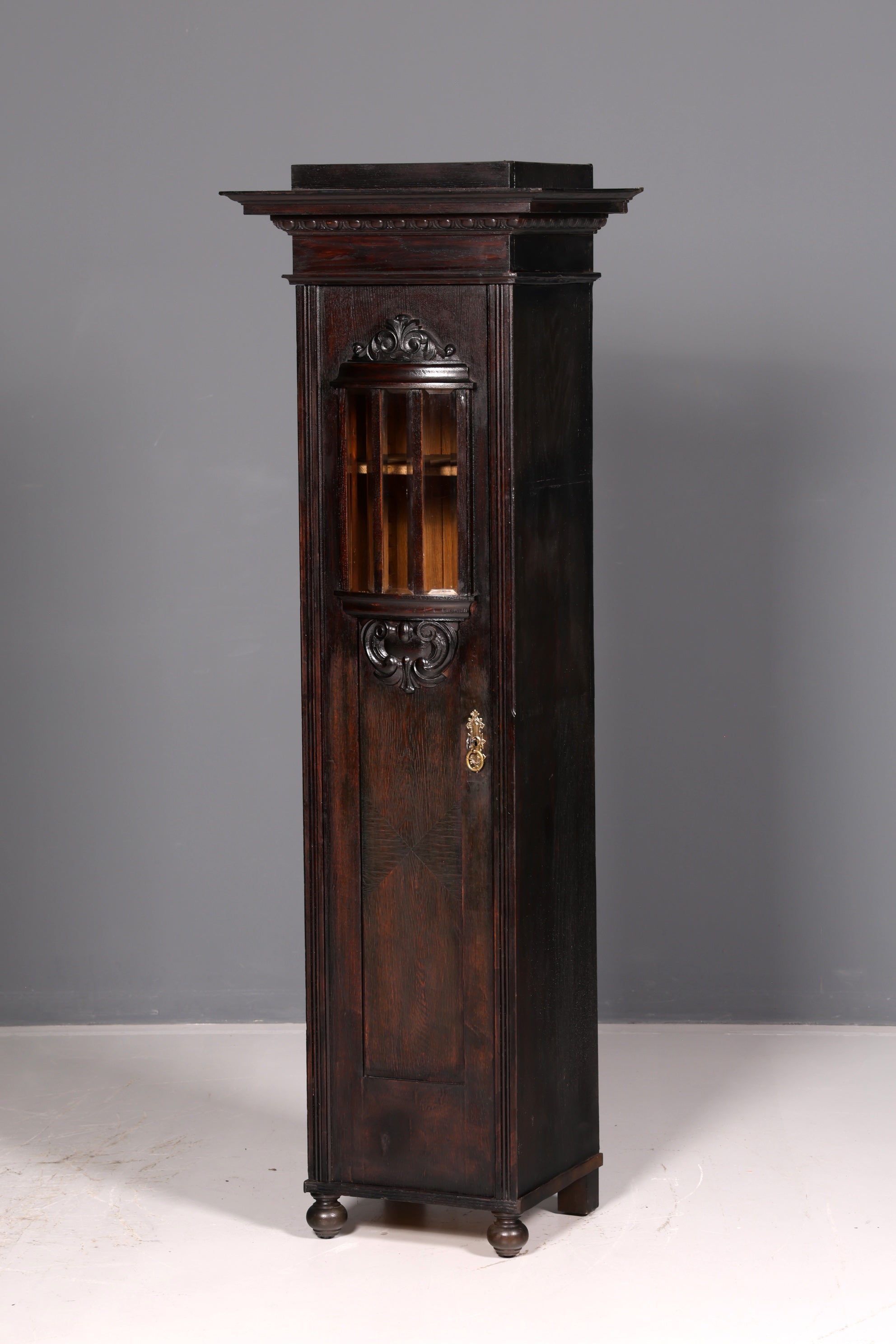 Prachtige art-nouveau-vitrine, antieke boekenkast, servieskast, glazen kast, antiek, 1 van 2