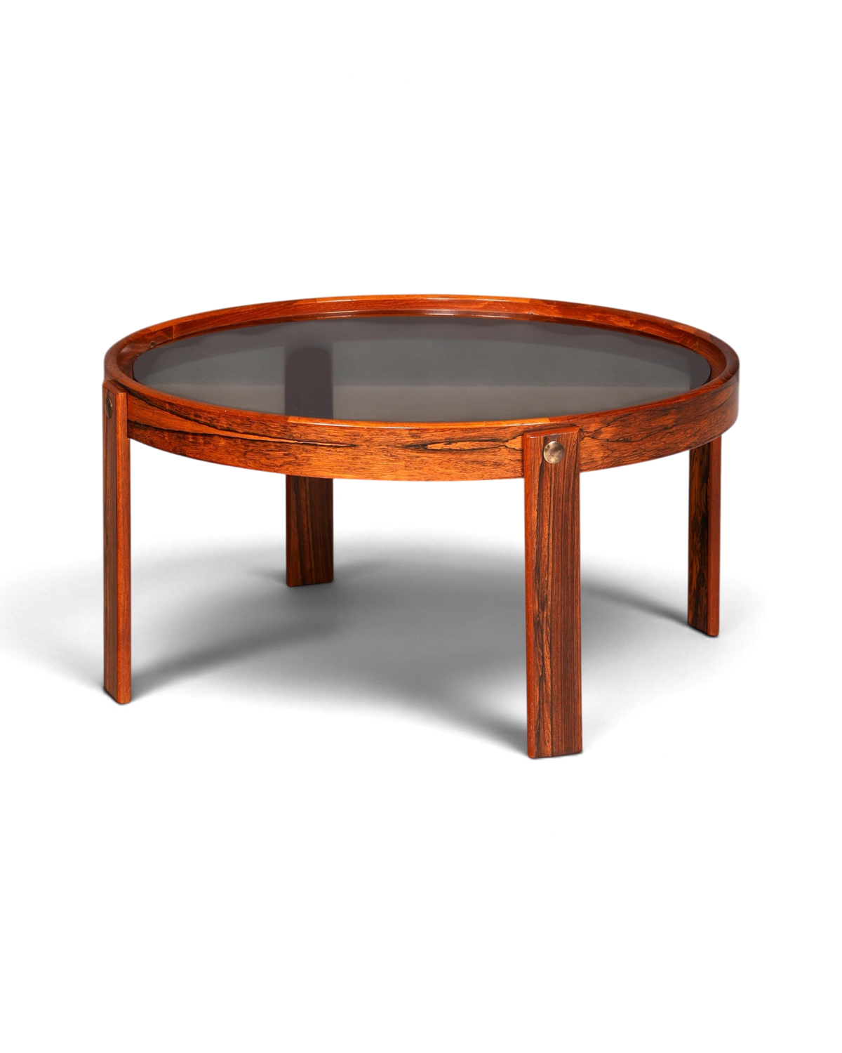 Schlichter Mid Century Tisch Retro Palisander Glastisch Danish Design – Hauptstadt Möblerei Berlin