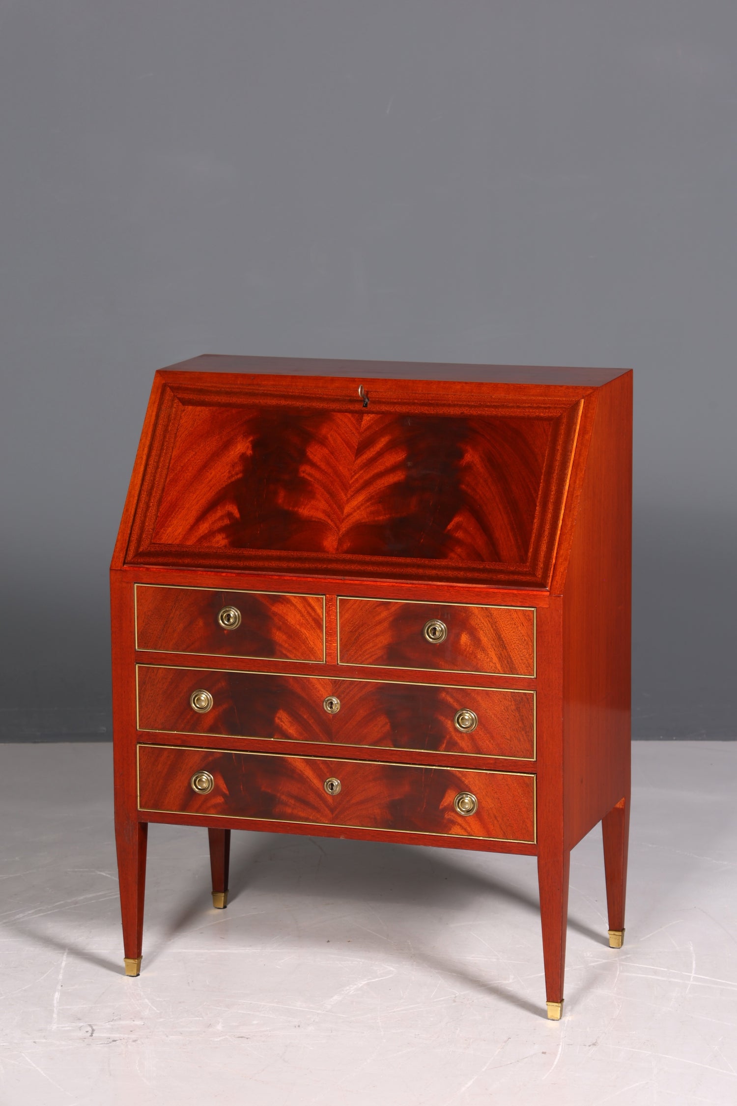 Stylish secretary desk in Louis XVI style, office chest of drawers, Empire English writing desk