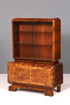Edle Art Deco Vitrine Nussbaum Vitrine massiv Holz Antik Schrank Regal Vitrinenschrank